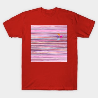 Colorful stripes pattern with leaves T-Shirt